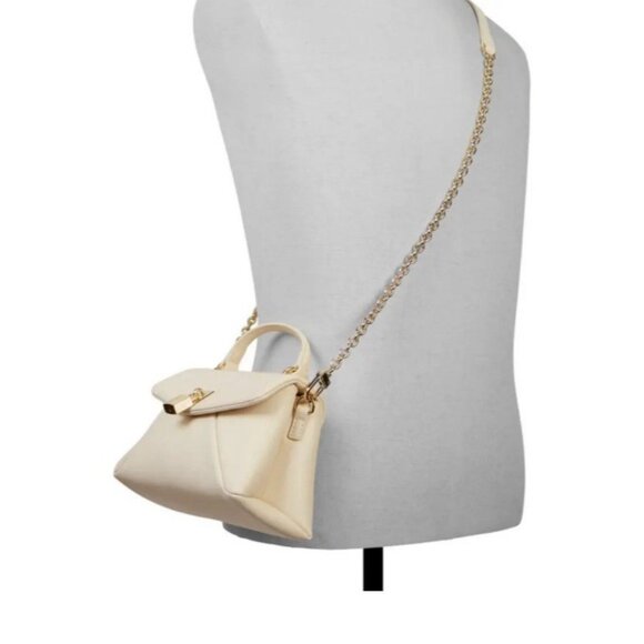 Ted Baker Poppy Small Satchel Crossbody Handbag Lock White Cream Leather - Picture 2 of 16